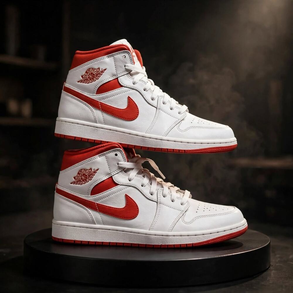 Size 13 Nike Air Jordan 1 Mid SE White Lobster Dune Red FJ3458-160 Men's